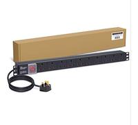 Dynamode 10 Way Extension Lead Power Strip - 13A Switched Multi Plug PDU, Rack Mount Power Distribution Unit with 1.7m Cable for Home Office & Server Cabinet