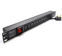 Dynamode 1U 12 Way Horizontal PDU - 10A Server Rack Power Distribution Unit - IEC C14 Input to 12x IEC C13 Outputs - 4000W Switched Aluminium PDU for Data & Network Cabinets