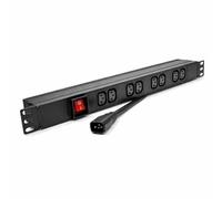 Dynamode 8 Way Horizontal Rack Mount PDU - 10A IEC13 Switched Power Distribution Unit with IEC14 Input, 1.8m Cable - Server And Network Power Strip