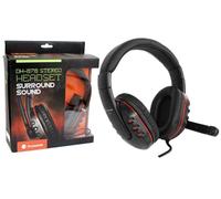 DYNAMODE Stereo Surround Sound Headset with Built-In Microphone, Black/Red (DH-878)