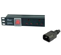 Dynamode PDU-6WS-H-UK-IEC - 1U 6 Way Horizontal 13A Switched 19 INCH PDU/Power Bar > IEC Plug