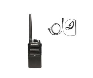 Dynascan R-77 + Hook earpiece for Kenwood Very robust, programmable and customisable PMR446 Walkie Talkie with advanced features with PTT hook