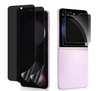 DYNASCO 2 Sets Privacy Screen Protector for Samsung Galaxy Z Flip 5, Anti-Spy Inside Flexible TPU Film + Front Tempered Glass Film for Samsung Galaxy Z Flip 5 6.7", Self-Healing, Scratch-Resistant