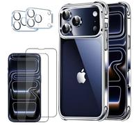 DYNASCO 5 in 1 2-Pack Screen Protector for iPhone 17 Pro 6.3-Inch, with 2 Camera Lens Protector + Clear Case, Anti-Scratch HD Tempered Glass Film, Shockproof Transparent Slim Phone Cover