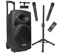 DYNASONIC - DYNAPRO 15 Plus (3rd Generation Tripod Pack) Professional Portable Bluetooth Speaker, Powerful 800W Bluetooth Speaker, 2 Karaoke Microphones, Tablet Support and UHF Tripod