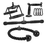 DYNASQUARE Cable Attachments for Home Gym, LAT Pulldown Equipment, Weight Machine Accessories, Straight Pull Down Bar, V Bar, Tricep Rope, Revolving Row Handle, Stirrup Handle