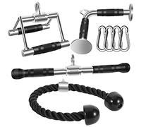DYNASQUARE Combo Tricep Press Down Cable Attachment, LAT Pulldown Workout, Weight Machine Home Gym Accessories, Double D Handle, V-Shaped Bar, Tricep Rope, Rotating Straight Bar
