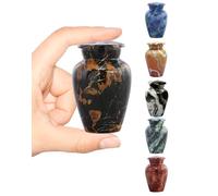 Dynasty Black Marble Finish Metal Keepsake Mini Cremation Urn for Human or Pet Ashes - Token Sharing Memorial Urn with Velvet Bag