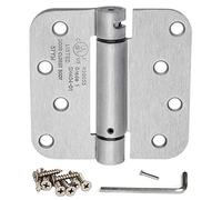 Dynasty Hardware 4" x 4" Mortise Spring Hinge with 5/8" Radius Corners, Satin Nickel - Pack of 2 Hinges