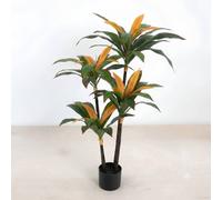 Dynasty Home UK 120cm Large Artificial Real Touch Red Dracaena Plant Home Decor in Green Dynasty Home UK Green