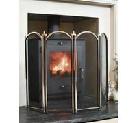 "Dynasty" Polished Nickel Four Fold Fireguard Fire Screen - Classic Style Mesh Guard for Log Burners & Open Fires - Spark & Debris Protection