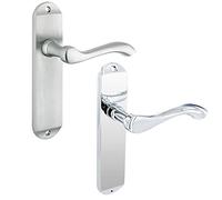 Dynasty Project Europa Arundel Internal Lever on Backplate Door Handle Pair Lock Satin Chrome