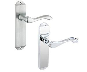 Dynasty Project Europa Arundel Internal Lever on Backplate Door Handle Pair Lock Satin Chrome