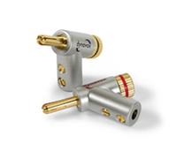 Dynavox Banana Plug Set 4 Pieces Spreading Fixation, Angled Gold-Plated