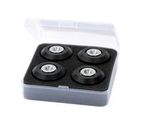Dynavox Highend Dual Absorber Set of 4 Aluminium Decoupler with Two Damping Silicone Rubbers Stainless Steel Holder for Speakers and Racks, Black