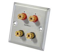 Dynavox LS- Wall Connection Panel Stainless Steel 4 Banana Jacks