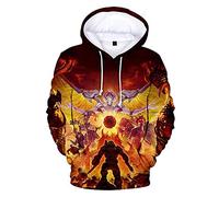 DYNEE Mens Womens Hoodie Doom Eternal 3D Graphic Hoody Big and Tall Pullover Funny Hooded Sweatshirts(XS(150-160cm),ZBHR 1)