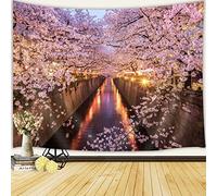 DYNH Japanese Tapestry, Japan Tokyo Cherry Blossoms Tapestry, 80X60Inch, Japan Blossom Cherry Sakura Tunnel Wall Tapestry, Romantic Floral Tree Tapestry for Bedroom Living Room, Pink