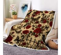 DYNH Vintage Halloween Patchwork Throw Blanket, Spooky Retro Pumpkin Ghost Boo Pattern Flannel Fleece Soft Cozy Warm Decorative Throw Blanket for Couch Sofa Bed Home Halloween Party Decor Gift,50X60