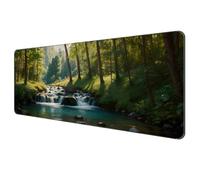 Dynippy Thin Extended Gaming Mouse Pad （31.5 * 11.8 * 0.08 inch） with Stitched Edges Large, Long XXL Keyboard and Mouse pad Desk Mat for Gaming Office & Home - Forest