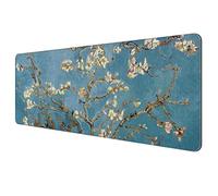 Dynippy Thin Extended Gaming Mouse Pad （31.5 * 11.8 * 0.08 inch） with Stitched Edges Large Mousepad Long XXL Keyboard and Mouse pad Desk Mat for Gaming Office & Home - Almond Blossom