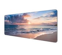 Dynippy Thin Extended Gaming Mouse Pad with Stitched Edges Large Mousepad Long XXL Keyboard and Mouse pad Desk Mat for Gaming Office & Home - Galaxy Space (Beach)