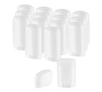 DynnnDy 15 Pcs 50g/1.7oz White Oval Plastic Deodorant Containers Refillable Oval Shaped Lip Balm Tubes Top-fill Lotion Stick Bottles for Homemade Chapstick Crayon Lipsrtick Moisturizer