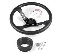 Dyno Racing 14 inch 350mm PU Leather + Aluminum Alloy Car Racing Steering Wheel, Black, With Adapter Plate 70mm PCD For Logitech G29 G920 G923, Universal Fit, Passenger Car