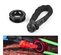 Dyno Racing 41000lbs Winch Rope Synthetic Soft Shackle+Recovery Ring Set Rugged Shackles with Protective Sleeve for Truck Vehicle Recovery