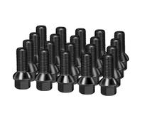 dynofit 14x1.5 28mm Shank OEM Lug Bolts, 20pcs Solid Black Ball Seat 48mm Tall Stock/Factory Lug Studs for A1 A2 A3 A4 A5 A6 A7 A8 S1 S2 S3 S4 S5 S6 S7 S8, Fit CC Golf Jetta Lavid Se Cayenne