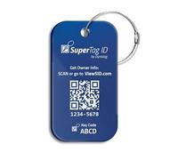 Dynotag® Sentry Series Solid Metal Web Enabled Smart Luggage ID Tag + Steel Loop, w. DynoIQ™ & Lifetime Recovery Service (Sapphire Blue, Anodized Aluminum)