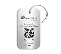 Dynotag® Sentry Series Solid Metal Web Enabled Smart Luggage ID Tag + Steel Loop, w. DynoIQ™ & Lifetime Recovery Service (Frost Silver, Anodized Aluminum)