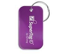 Dynotag® Sentry Series Solid Metal Web Enabled Smart Luggage ID Tag + Steel Loop, w. DynoIQ™ & Lifetime Recovery Service (Imperial Purple, Anodized Aluminum)