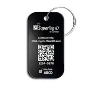 Dynotag® Sentry Series Solid Metal Web Enabled Smart Luggage Tag ID + Steel Loop, Anodized Aluminum with DynoIQ™ & Lifetime Recovery Service (Midnight Black)