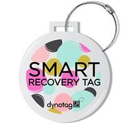 Dynotag® Web Enabled Smart Deluxe Steel Luggage ID Tag & Braided Steel Loop, with DynoIQ™ & Lifetime Recovery Service (Dots)