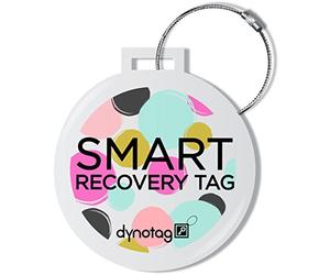 Dynotag® Web Enabled Smart Deluxe Steel Luggage ID Tag & Braided Steel Loop, with DynoIQ™ & Lifetime Recovery Service (Dots)