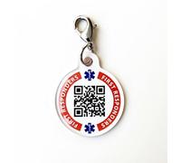 Dynotag Web Enabled Smart Medical ID/Emergency Information Charm Bracelet Tag + Lobster Clasp with DynoIQ & Lifetime Service. Steel, 22mm dia.