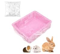 Dynvue 50 PCS Disposable Small Animals Cage Liners for Trays Max 14x10x2in, Clear Thick Plastic Rabbit Cage Liner Bags Bunny Accessories, Leak-Proof Litter Box Liners for Pets Rabbits Hamster Bunny