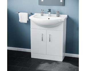 Dyon 650mm Floorstanding White Vanity Basin Unit Flat Pack