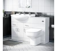 Dyon 750mm White Floor Standing Vanity, WC Unit & BTW Toilet - Flat Pack