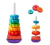 DYOUen Baby Spinning Toy Rainbow Stacking Tower Christmas Stackable Spin Gears Sensory Ring Stacker Educational Montessori BPA Free for 12 Months+