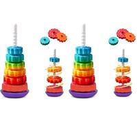 DYOUen Baby Spinning Toy Rainbow Stacking Tower Christmas Stackable Spin Gears Sensory Ring Stacker Educational Montessori BPA Free for 12 Months+ (Pack of 2)