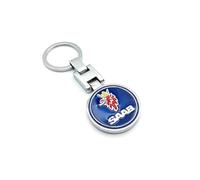 DYQCD 1 Pc Creative Cars Keyring Keychain for SAAB 9000 900 SCANIA X 93 9-3 9-5 Chrome Plated Metal Alloy Car Key Fob Work Replacement for Car Accessories