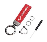 DYQCD 1 Pc Creative Cars Keyring Keychain for Ssangyong XLV Rexton G4 W Chrome Plated Metal Alloy Car Key Fob Work Replacement for Car Accessories,Redstyle