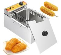 Dyqyym Large Capacity Commercial Deep Adjustable Temperature 50-200℃ Fully Automatic Electric Cheese Hot Dog Sausage For Snack Bars Restaurants (Silver 12L)
