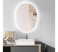 Dyqyym Modern Oval Bathroom Mirror with Smart Anti-Fog 90/100cm LED Makeup Mirror 3 Adjustable Color Touch Control Vanity Mirror for Bathroom (40 * 30inch) (One Color 32 * 24inch)