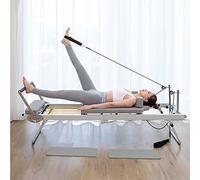 Dyqyym Pilates Reformer, Foldable Pilates Machine, Adjustable Intensity Pilates Bed, Multifunctional Pilates Reformer, Exercise Yoga Equipment, Pilates Bed Fitness Equipment (Beige 175*57*72.5cm)