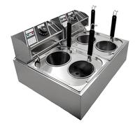 Dyqyym Stainless Steel Commercial Electric Countertop Deep 1500W W/Removable Basket Temperature Control And Oil Filtration For Commercial Restaurant(4 holes) (One Color 4 holes)