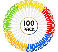 Dyrfolm 100 Pack Kids Scissors, 5 Inch Blunt Tip, Stainless Steel, Multicolor, Ambidextrous, Modern, Contemporary