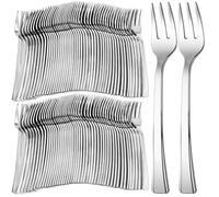 Dyrfolm 200 PCS Plastic Mini Forks, Silver